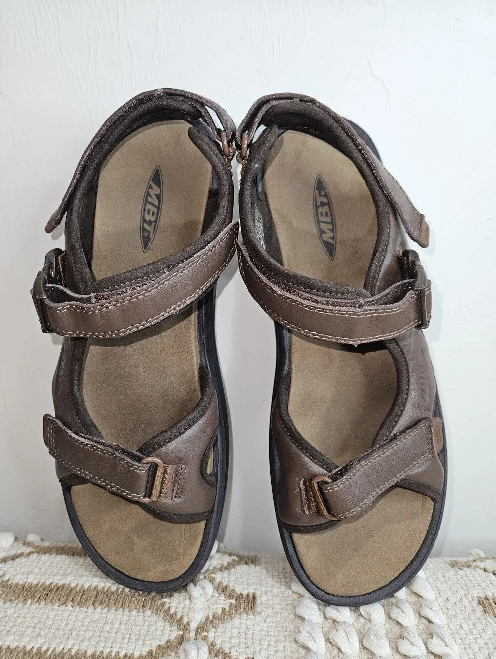 MBT Sandals Men 12 - 12.5 Kisumu 3S Brown Adjustable Sport Shoe Outdoor Leather